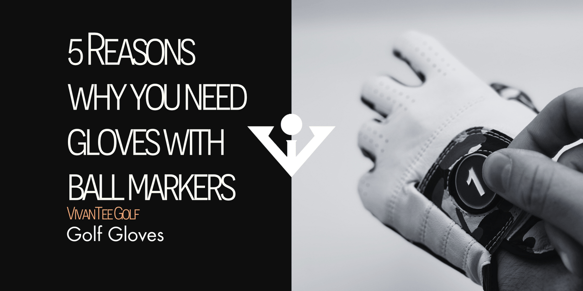 Golf glove with ball marker in black and white in our signature blog banner with the title