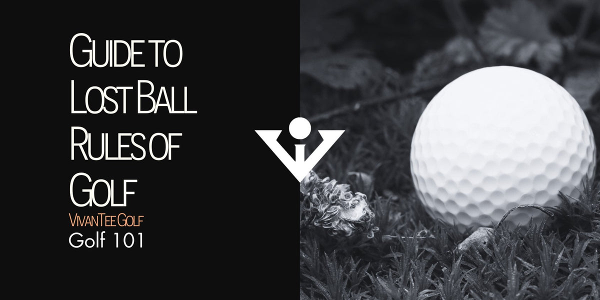 Image in black and white of a golf ball lost in the forest in VivanTee's signature blog banner with title