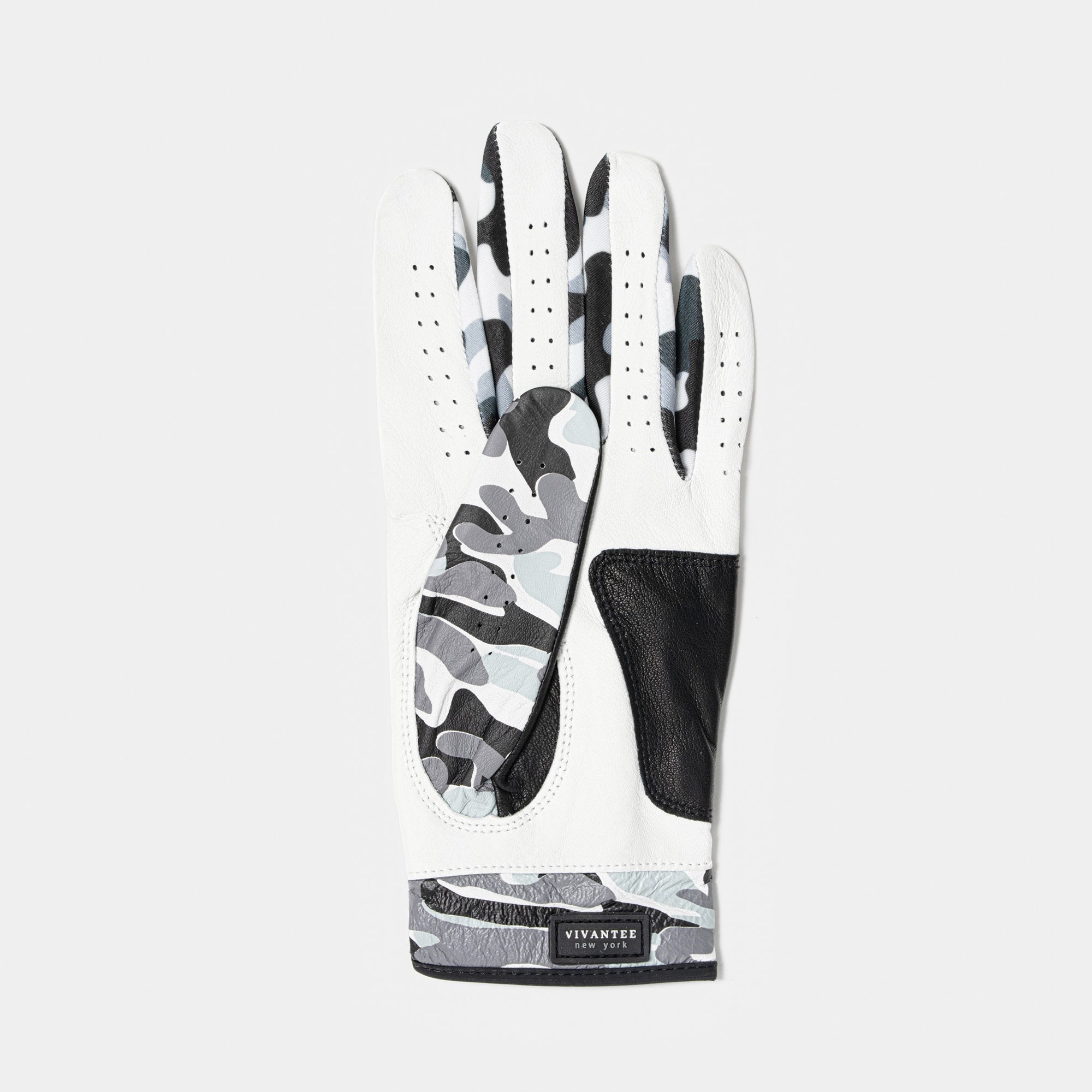 Womens golf Glove with camouflage pattern on a white background