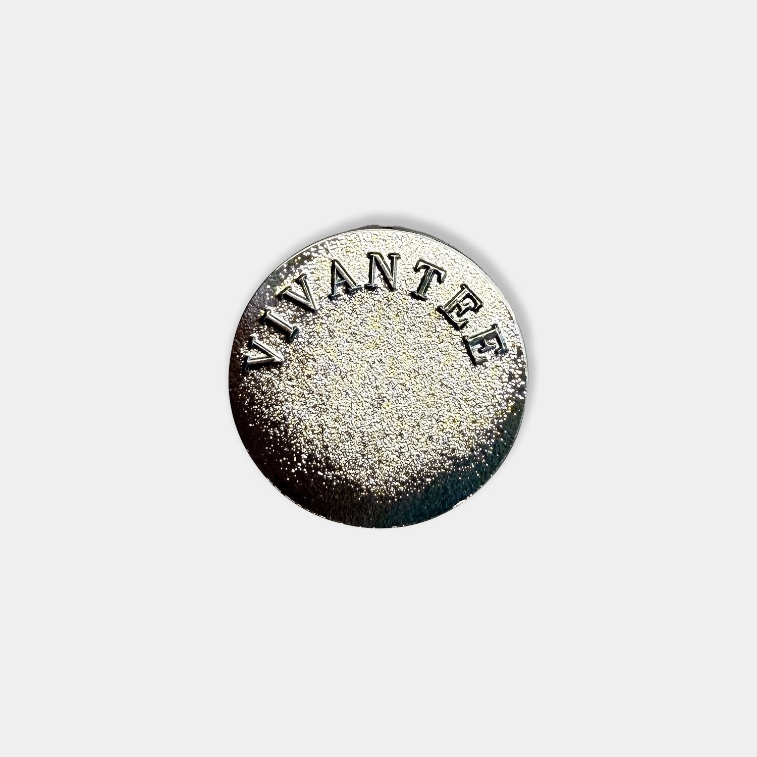 Round ball marker back with "VivanTee" on a white background.