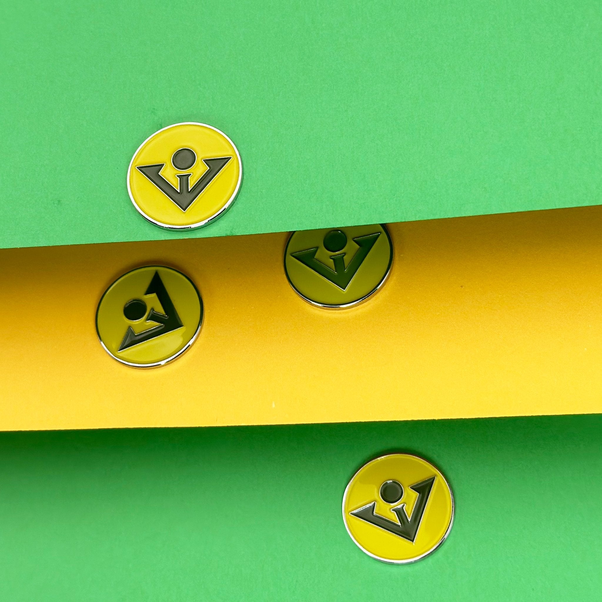 Golden Green Ball Markers with a green and gold backdrop.