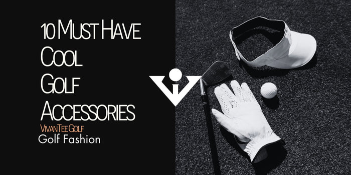 Various cool golf accessories laid next to each other in black and white in our signature blog banner.  