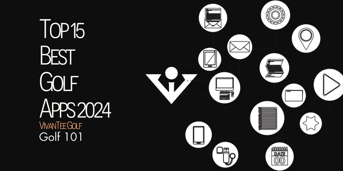 A lot of different application logos on our signature blog banner for the article on top golf apps in 2024.  