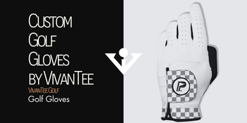 image shows a customized golf glove with logo in black and white in our signature blog banner with the title 
