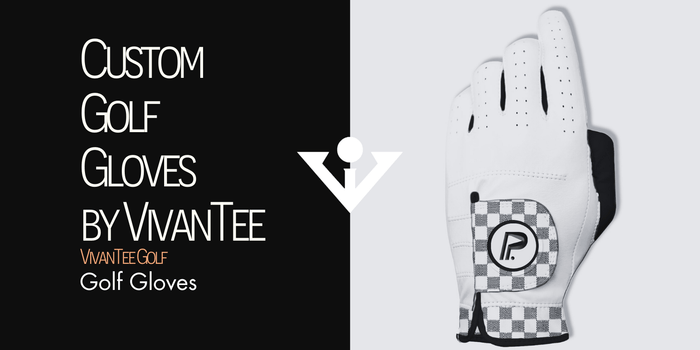 image shows a customized golf glove with logo in black and white in our signature blog banner with the title 