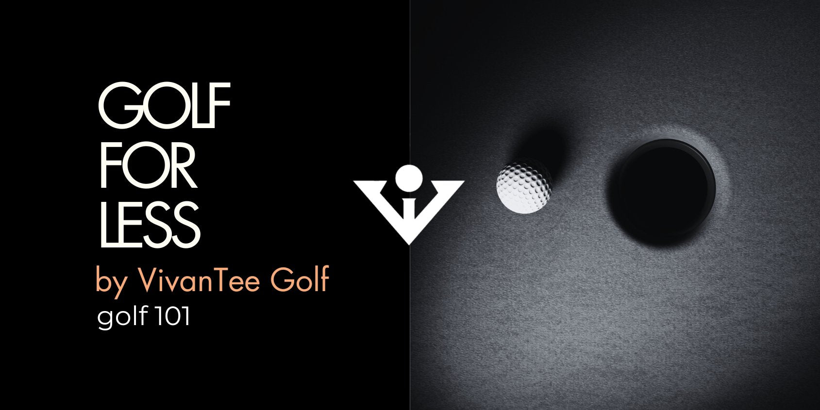 Our Signature Blog banner in black and white, with our logo and "Golf for Less" title of the blog.  Inexpensive golf balls, and how to golf cheaply.  