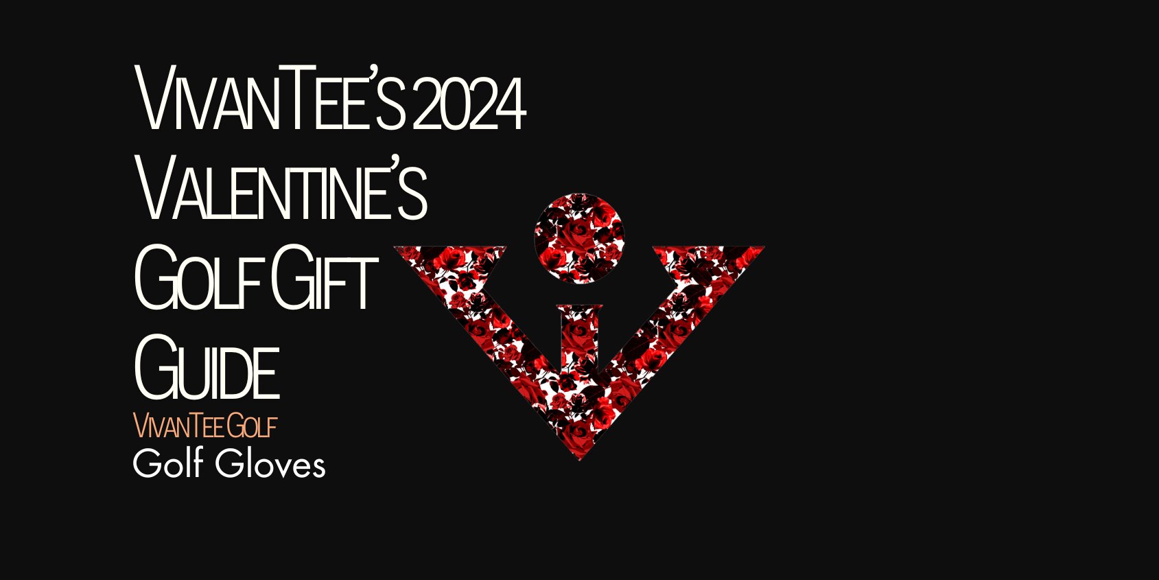 VivanTee logo with floral red rose pattern inside to represent our 2024 Valentine's Golf gift guide for him and her.