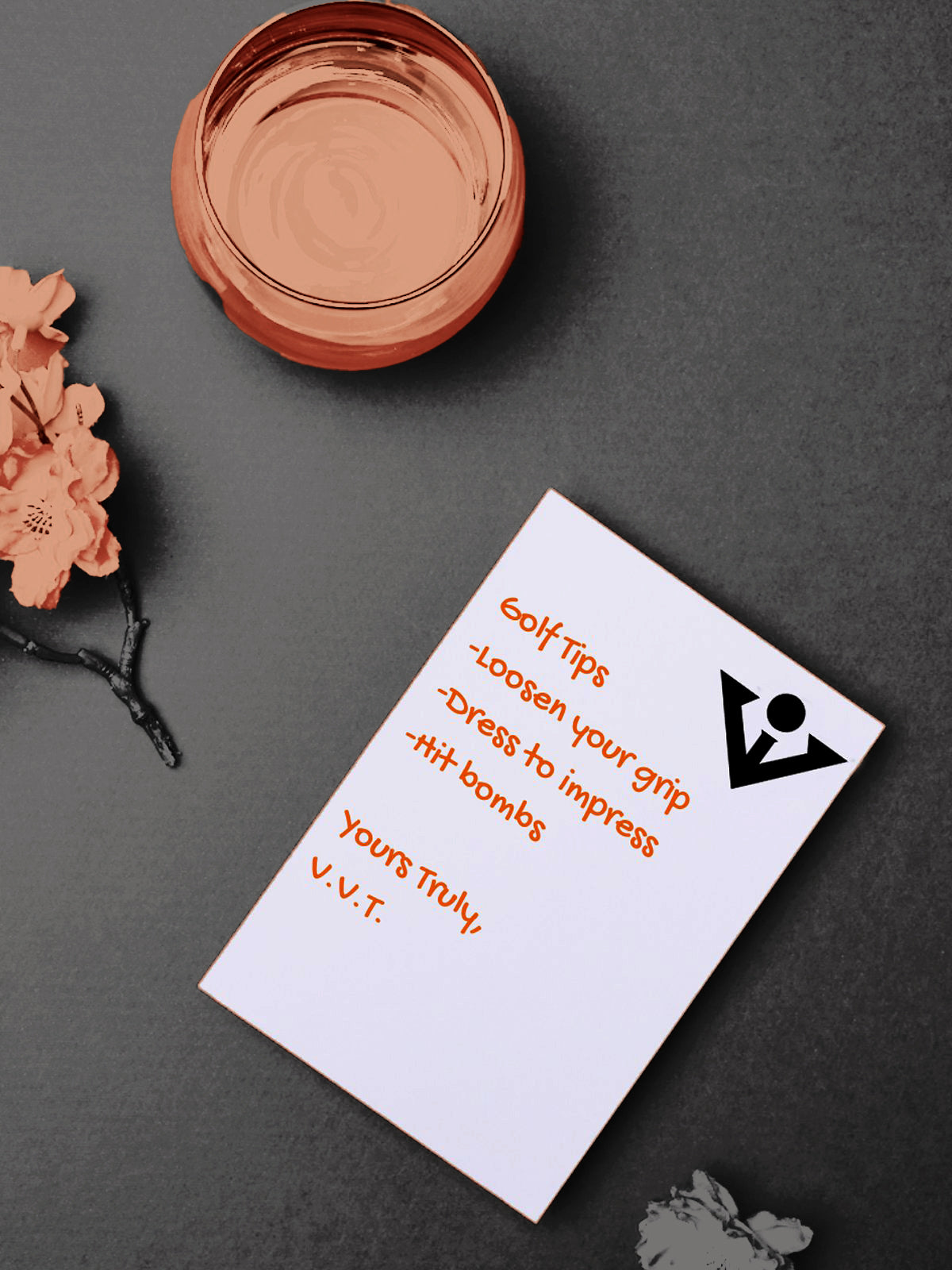 An image of a flower and bowl next to a note with the VivanTee logo.