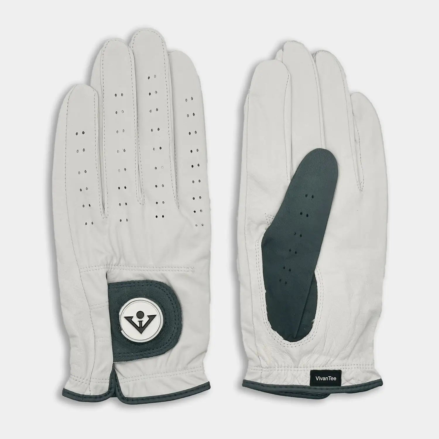 Stylish golf gloves with charcoal and white colored palette. Men's Grey Golf Gloves.