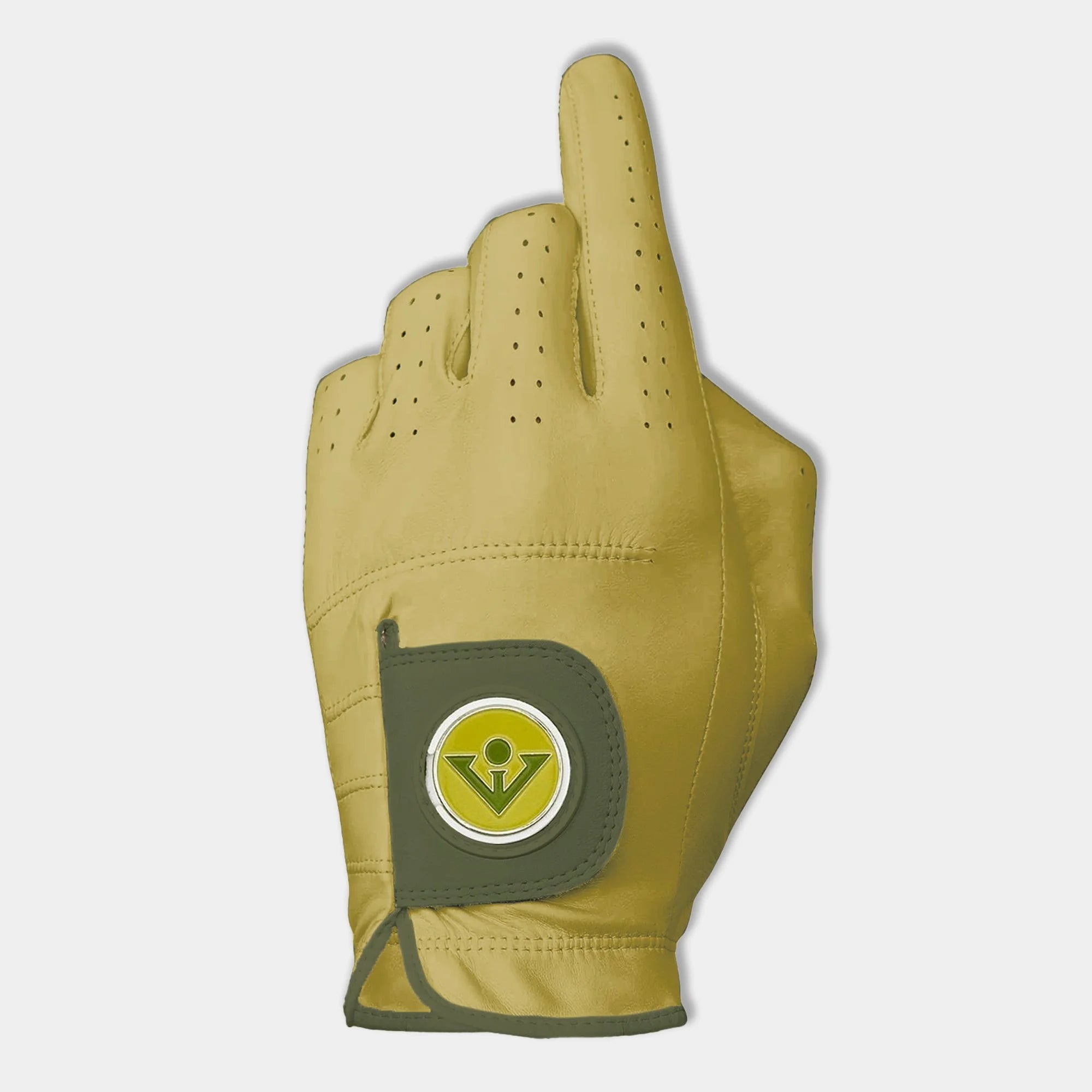 Men's yellow golf glove by VivanTee Golf.