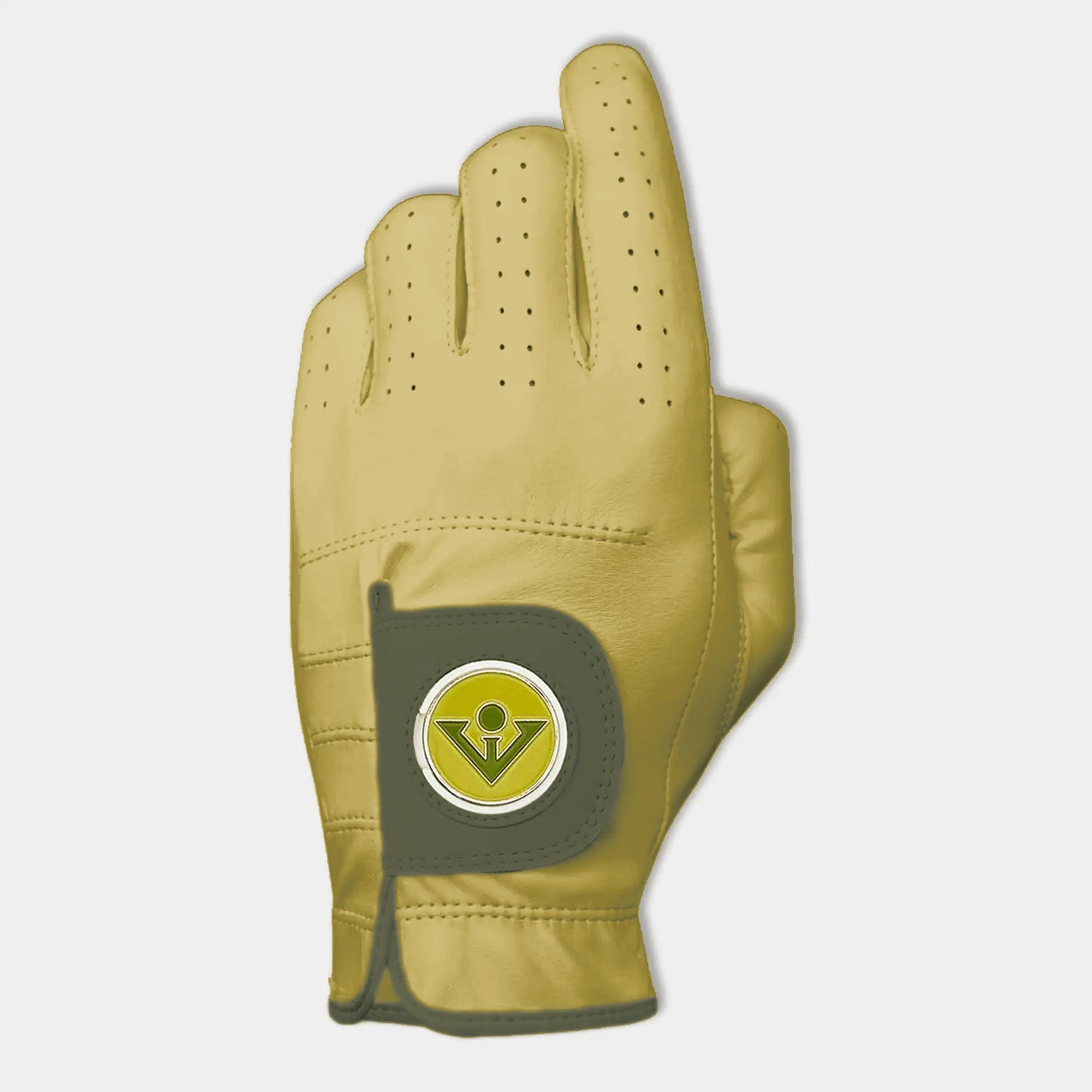Women's Greenwich Harvest, Green and yellow Golf Glove. Designer Golf gloves for women.