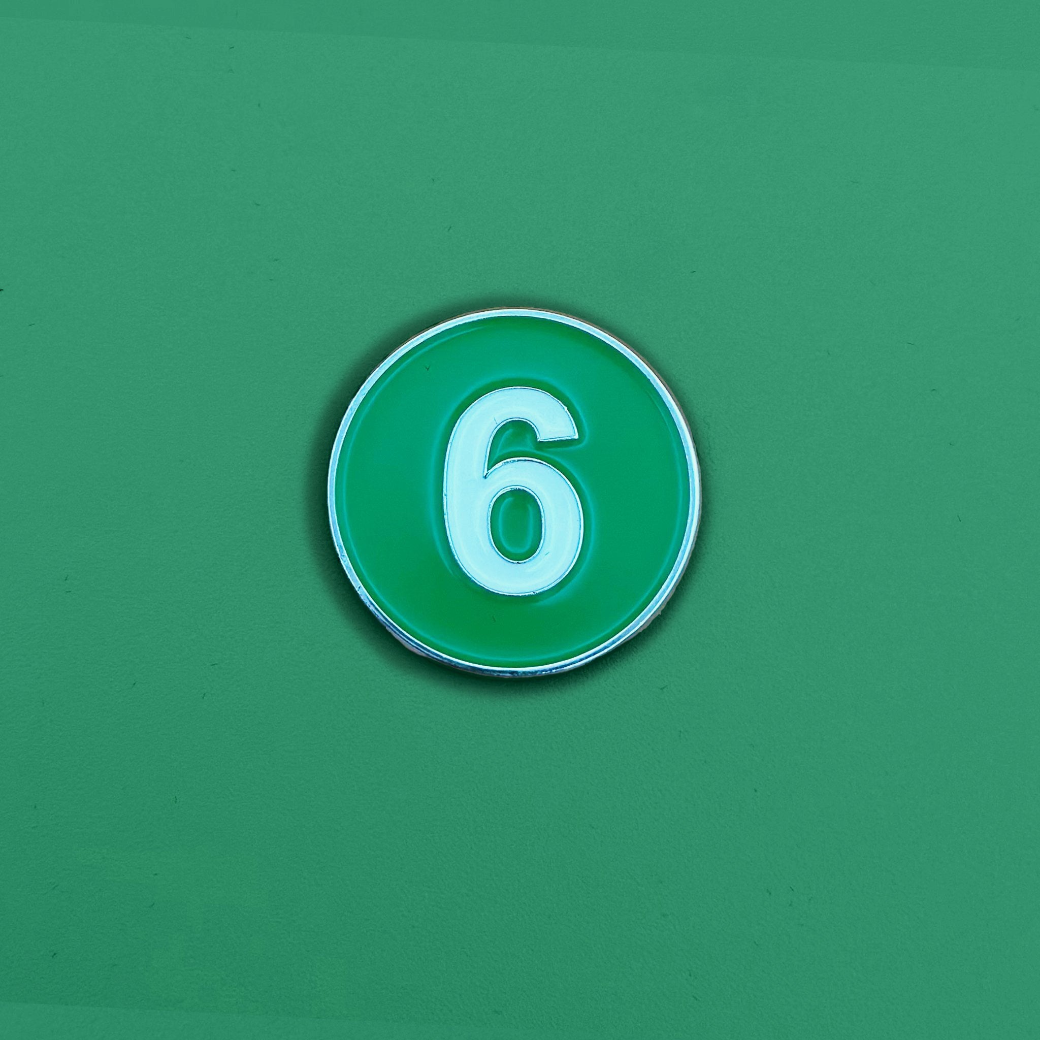 Front view of Green 6 Train Magnetic Golf Ball Marker